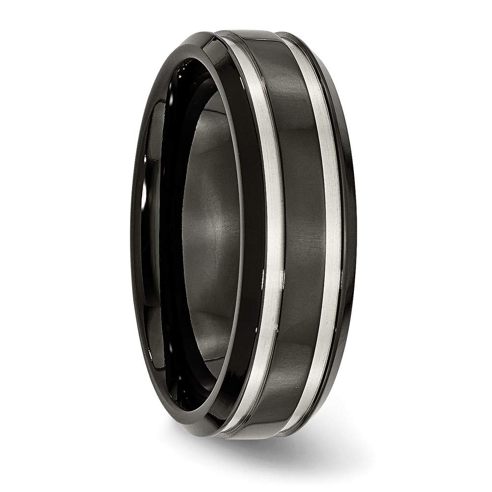 7mm Titanium Black Ion Plated Grooved Wedding Band Ring for Women - Elegant Bridal & Engagement Jewelry, Perfect Gift for Her - Ideal for Proposals, Anniversaries & Special Occasions