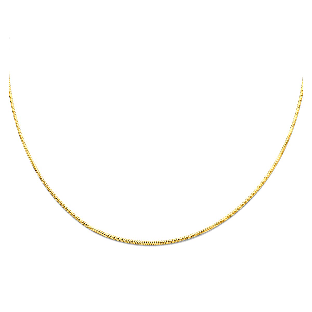 14K Solid Gold Omega Necklace for Women & Men - 1mm Sparkle Yellow Gold Chain with Spring Ring Clasp - Elegant Jewelry Gift for Anniversary, Birthday & Special Occasions