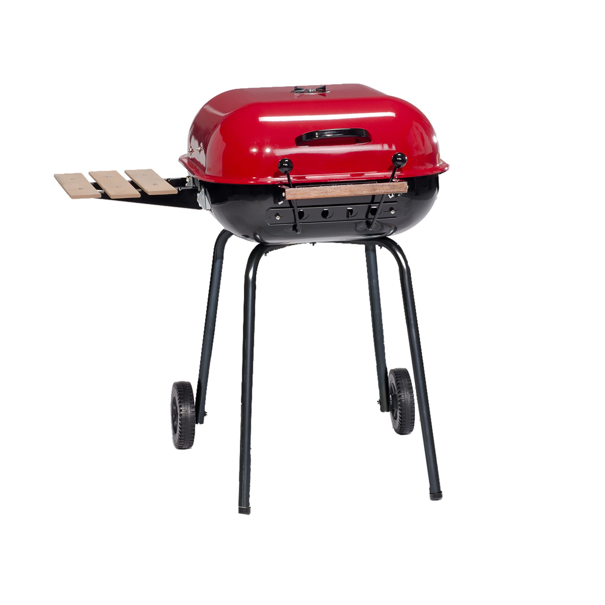 MECO Americana Swinger Charcoal Grill with Side Table - Portable Outdoor BBQ Grill for Camping, Picnics & Backyard Cookouts - Red (Model 332)