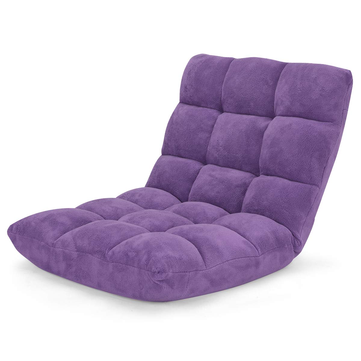 14-Position Adjustable Floor Folding Sofa Chair - Convertible Sleeper Bed & Gaming Recliner for Living Room, Bedroom - Comfortable Lounge Chair for Small Spaces (Purple) | Perfect for Gaming, Napping, and Extra Guest Sleeping