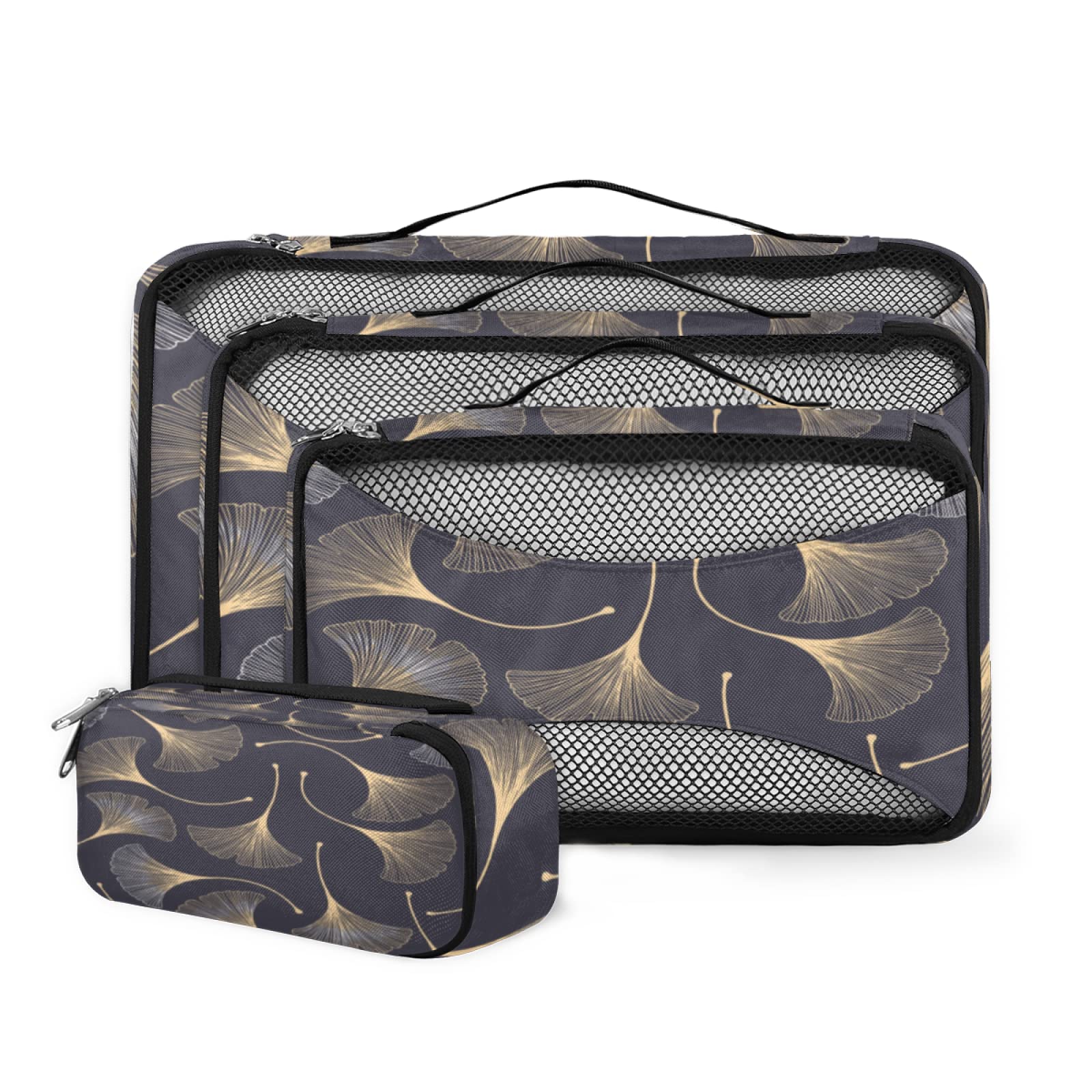 Ginkgo Biloba 4-Piece Packing Cubes Set - Lightweight Travel Organizers for Suitcases | Space-Saving Luggage Accessories | Perfect for Business Trips & Vacation Packing