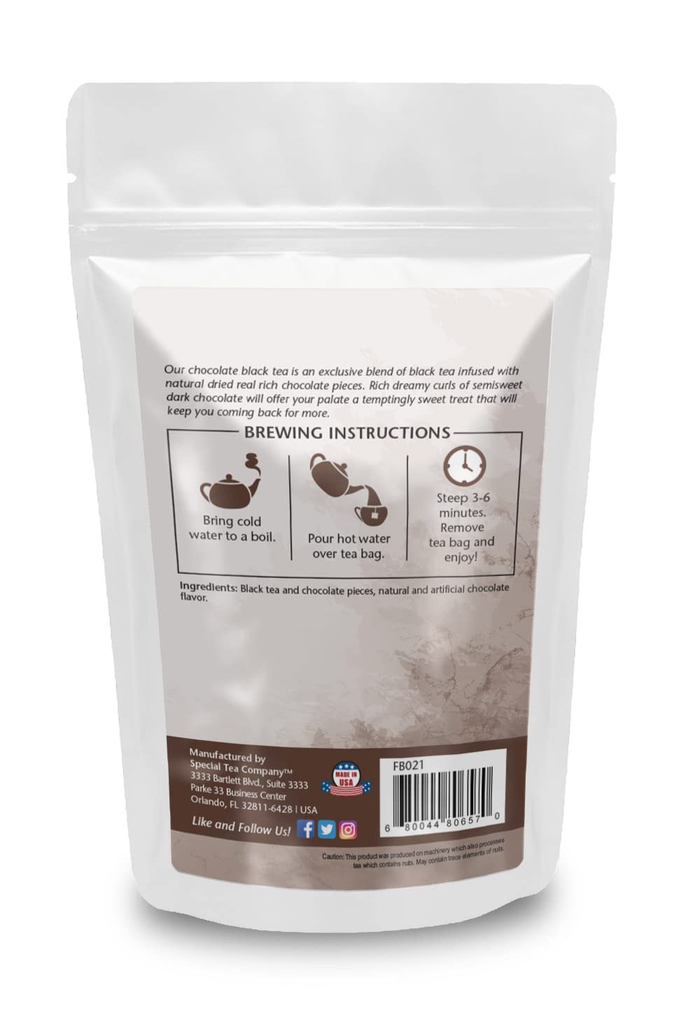 Premium Black Tea Chocolate Flavor - 20 Individually Wrapped Tea Bags for Relaxation & Afternoon Tea Time