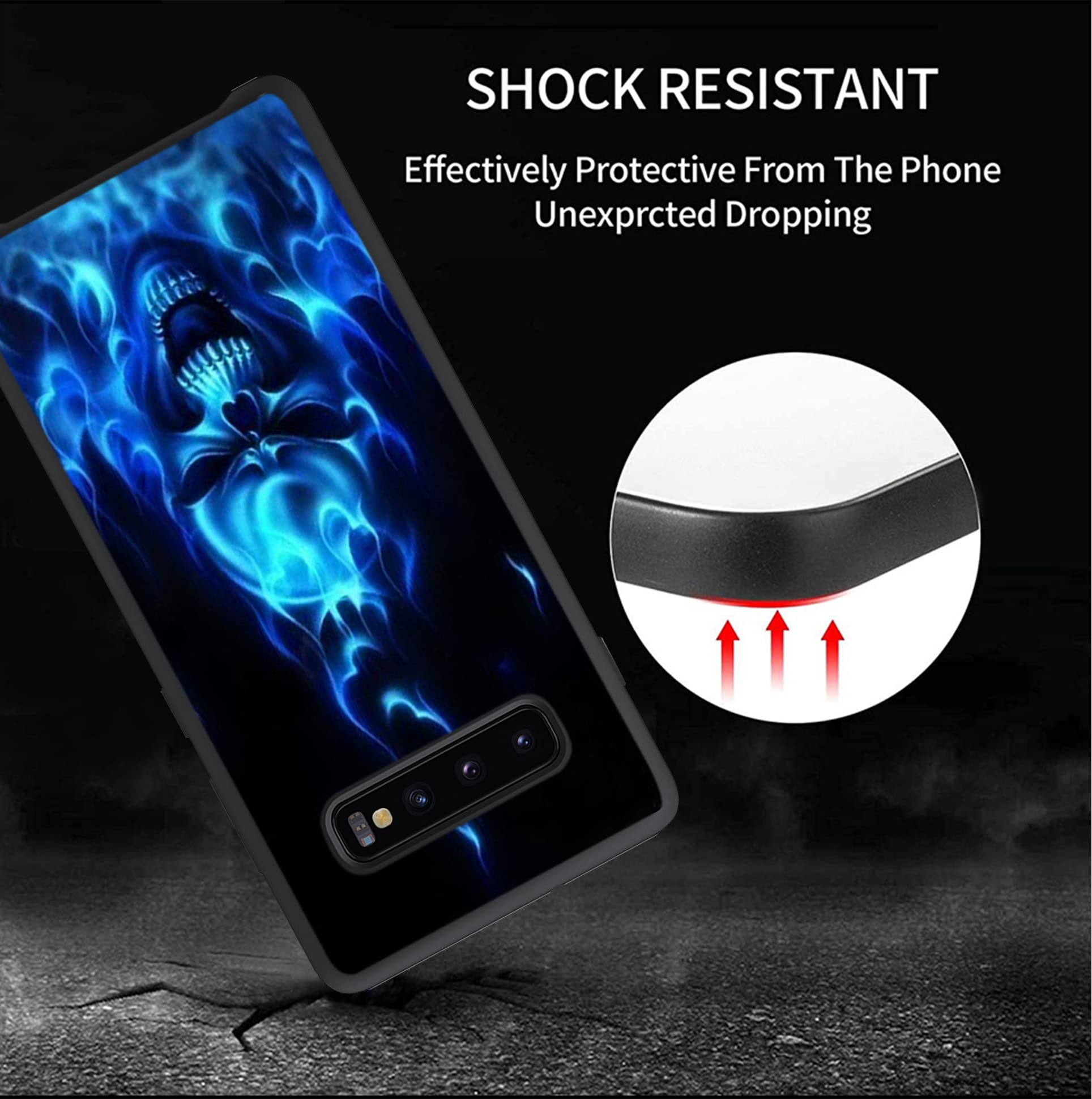 Samsung Galaxy S10 Case - Blue Flaming Skull Design Shockproof TPU Phone Cover with Drop Protection | Perfect for Daily Use, Outdoor Activities & Travel