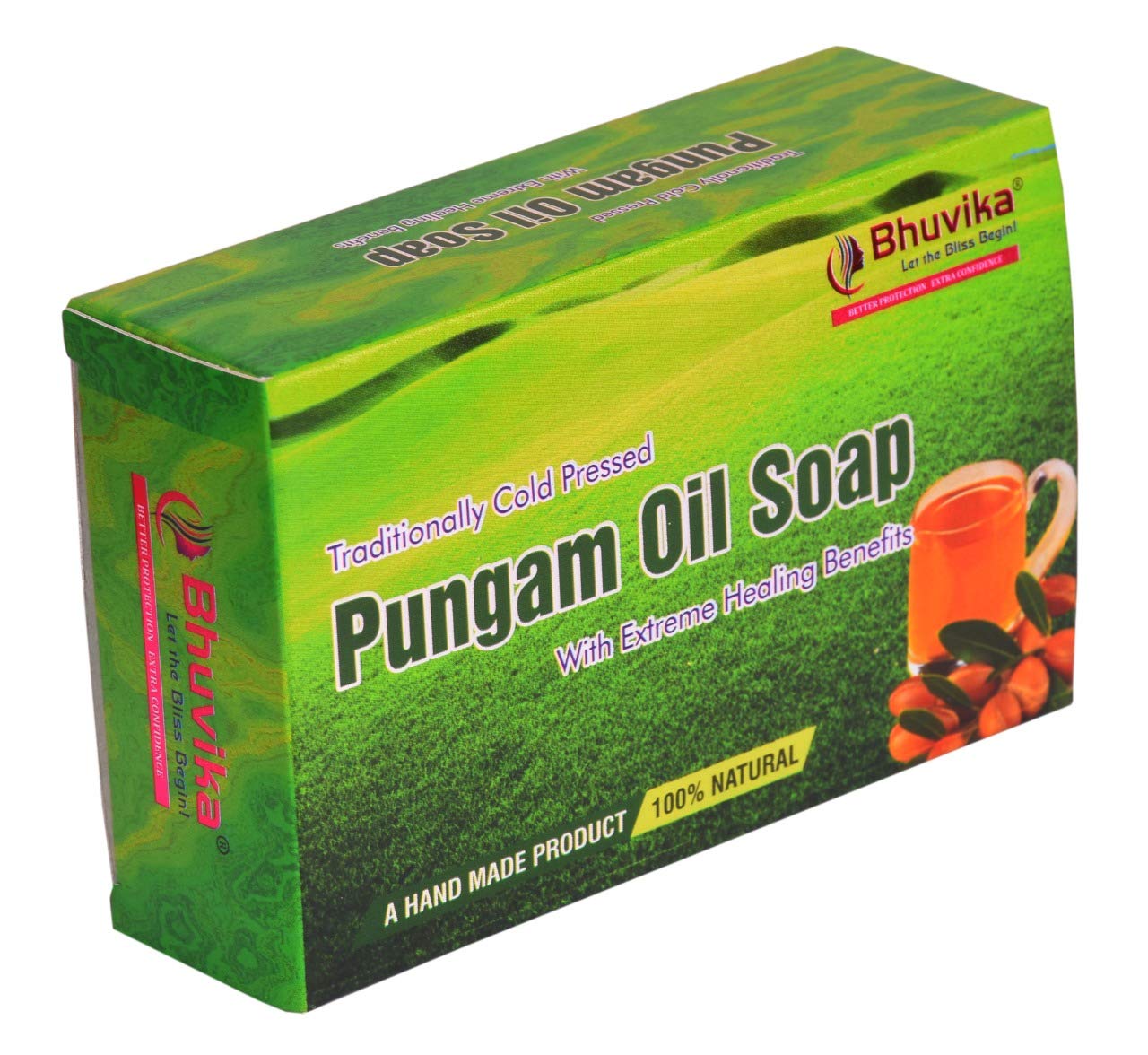 Bhuvika Pungam Oil Soap - 140g Natural Ayurvedic Soap for Glowing Skin & Acne Relief | Perfect for Daily Cleansing, Face & Body Care