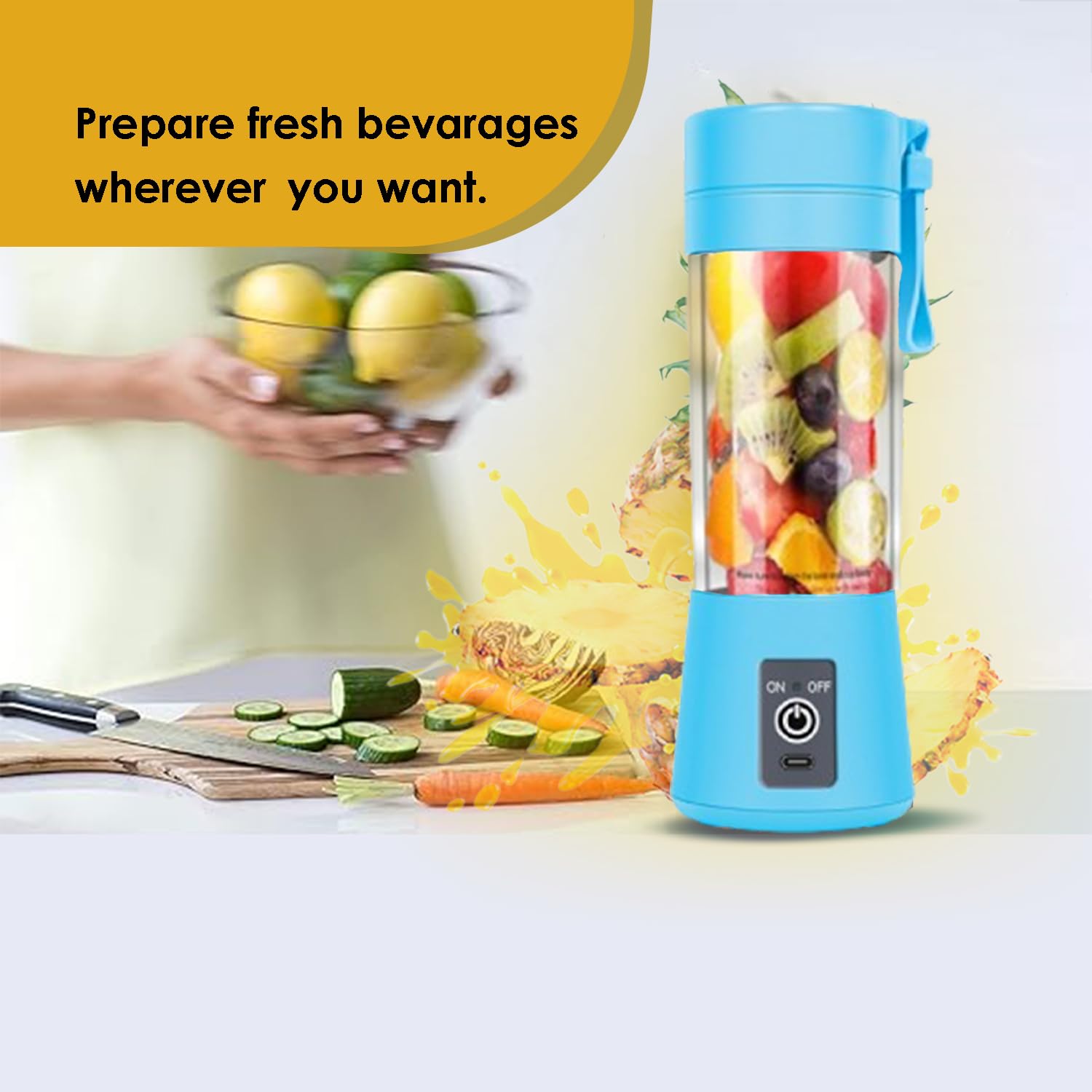 Portable Blender with Powerful Motor - Compact Handbag Size for Smoothies, Shakes & Juices - Glass Jar Blender for Home, Office & Travel (Sky Blue) - Perfect for Gym, Camping & On-the-Go Healthy Drinks