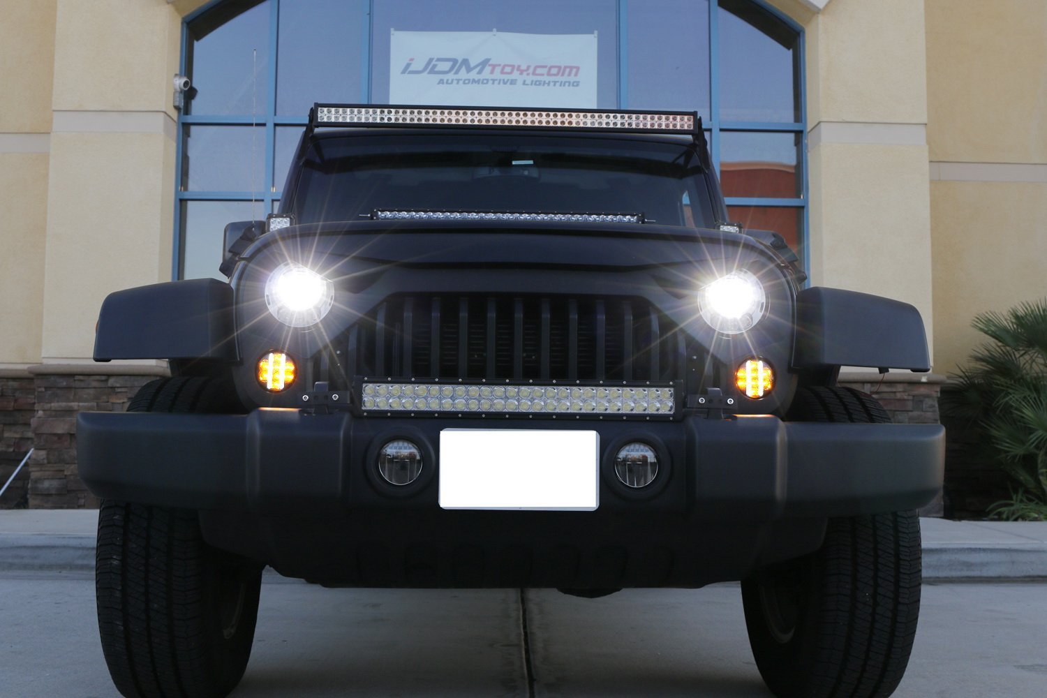 iJDMTOY Smoked Lens LED Daytime Running Lights (DRL) & Turn Signal Lamps with Fender Flare LED Side Markers Combo Kit - Compatible with 2007-2017 Jeep Wrangler JK - Upgrade for Off-Road & Night Driving Safety