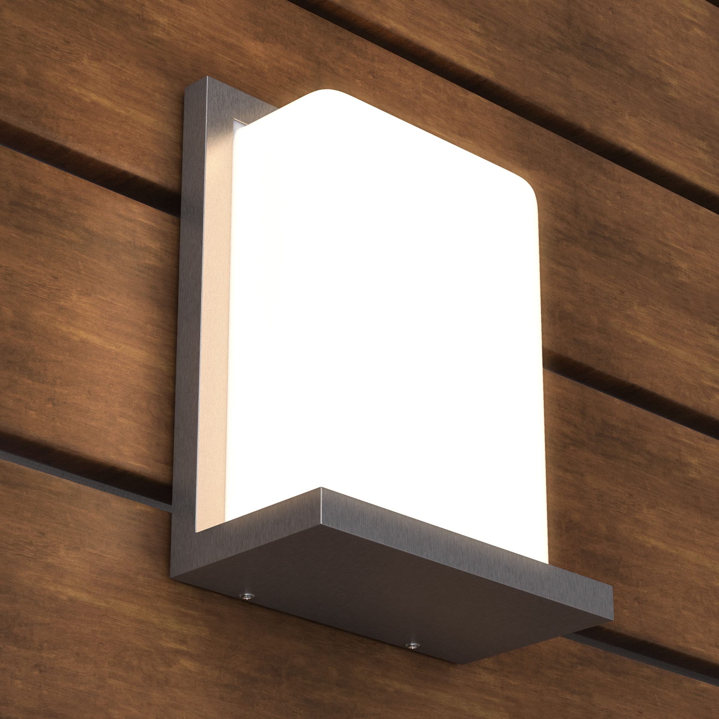 LEDMyplace 12W Outdoor Wall Light Fixtures - 5000K Cool White, 600 Lumens, Silver Finish Waterproof Porch Lights for House Front Door, Patio & Entryway | Perfect for Exterior Lighting, Home Security & Landscape Illumination