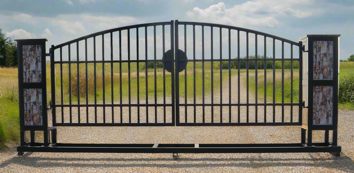 20 FT Bi-Parting Wrought Iron Farm Gate - Heavy Duty Driveway Entrance for Rural Properties | Perfect for Farms, Ranches & Estate Security