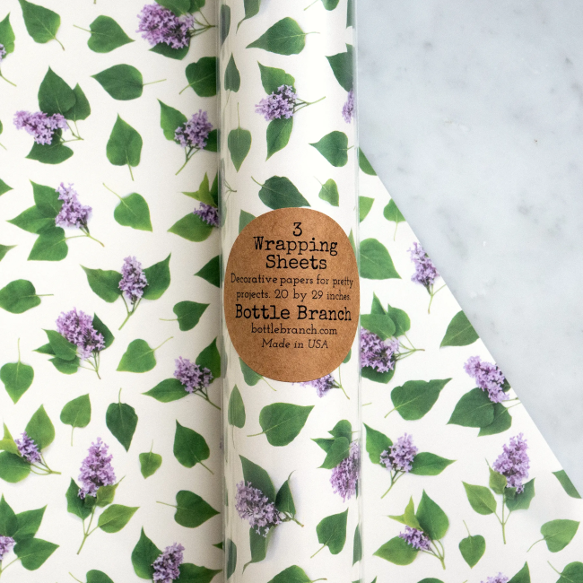 Elegant Bottle Branch Gift Wrap with Lilacs - Perfect for Wedding Favors, Bridal Showers & Home Decor