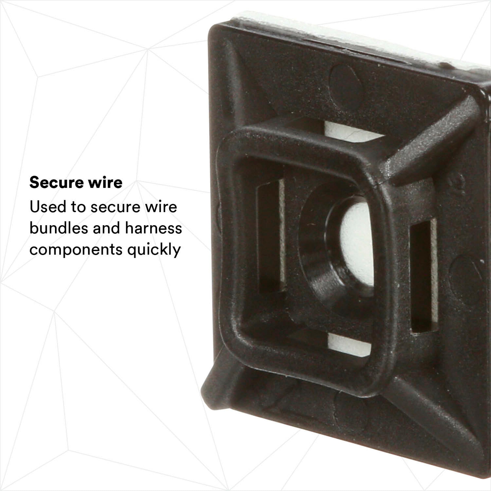 3M CTB75X75BKA C 4-Way Adhesive Cable Tie Mounting Base - Heavy Duty Organizer for Wires, Cords & Cables - Ideal for Home, Office & Workshop Cable Management