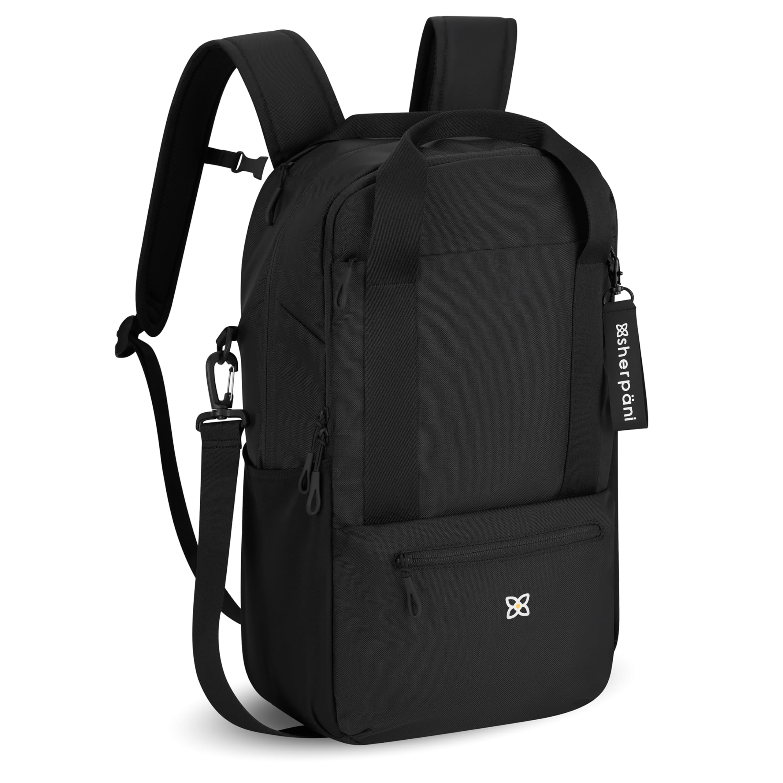 Sherpani Camden Convertible Backpack Tote - Travel Laptop Backpack Purse for Women, Fits 15 Inch MacBook/PC, Water-Resistant & Lightweight (Raven Black) - Perfect for Work Commute, College Campus & Airplane Travel