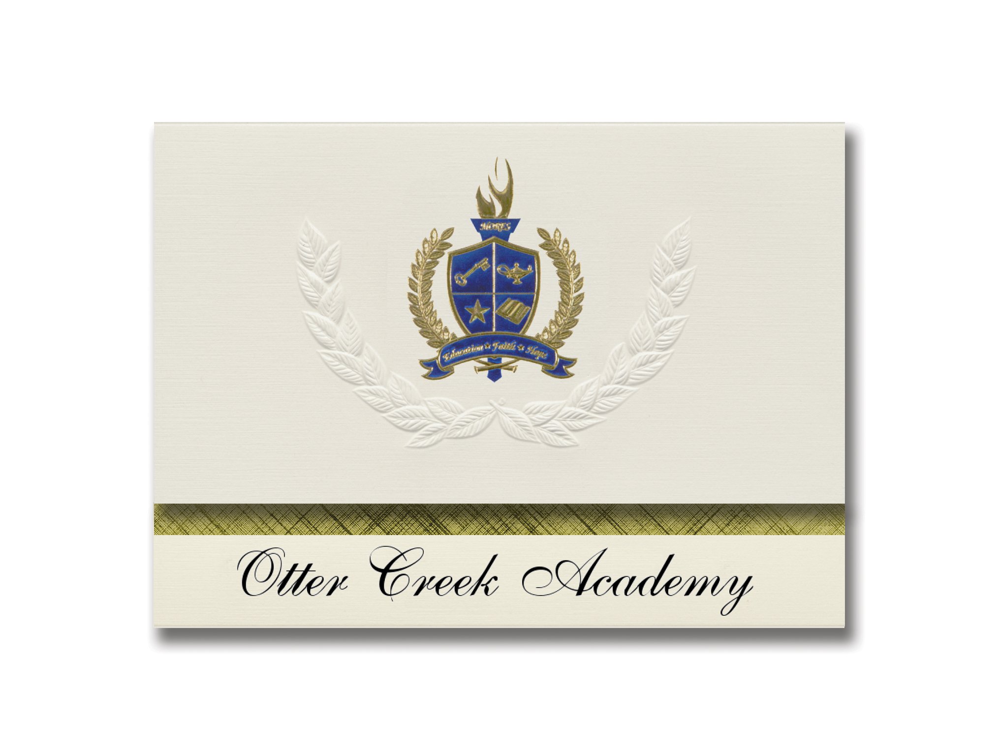 Otter Creek Academy Monticello KY Graduation Announcements - Premium Presidential Style Set of 25 with Gold & Blue Metallic Foil Seal | Perfect for High School & College Graduation Ceremonies