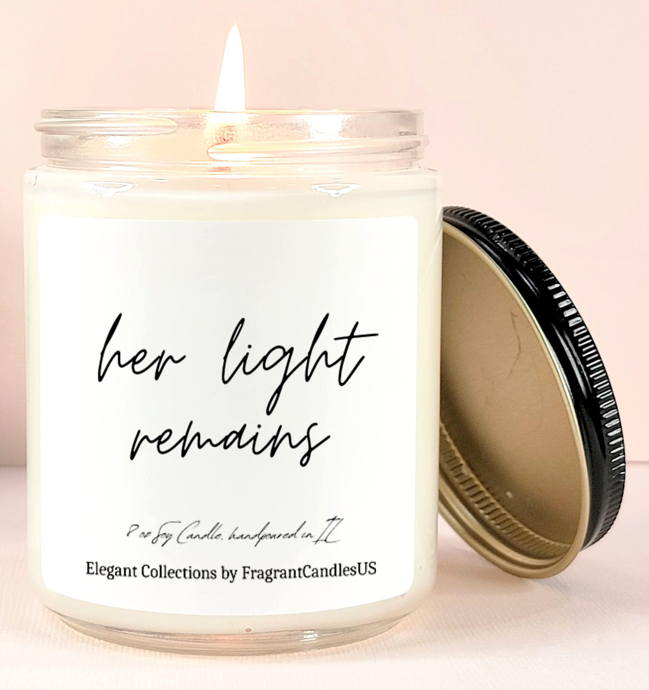 Her Light Remains Memorial Candle - Sympathy Candle for Loss of Mother, Thoughtful Bereavement & Condolence Gift (Snickerdoodle Scent) - Perfect for Funeral Services, Memorials & Comforting Grieving Loved Ones
