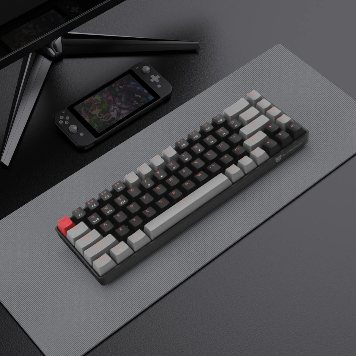 Qisan 60% Wireless Mechanical Keyboard - Red Switch, Dual Mode 2.4G/BT for PC Gaming