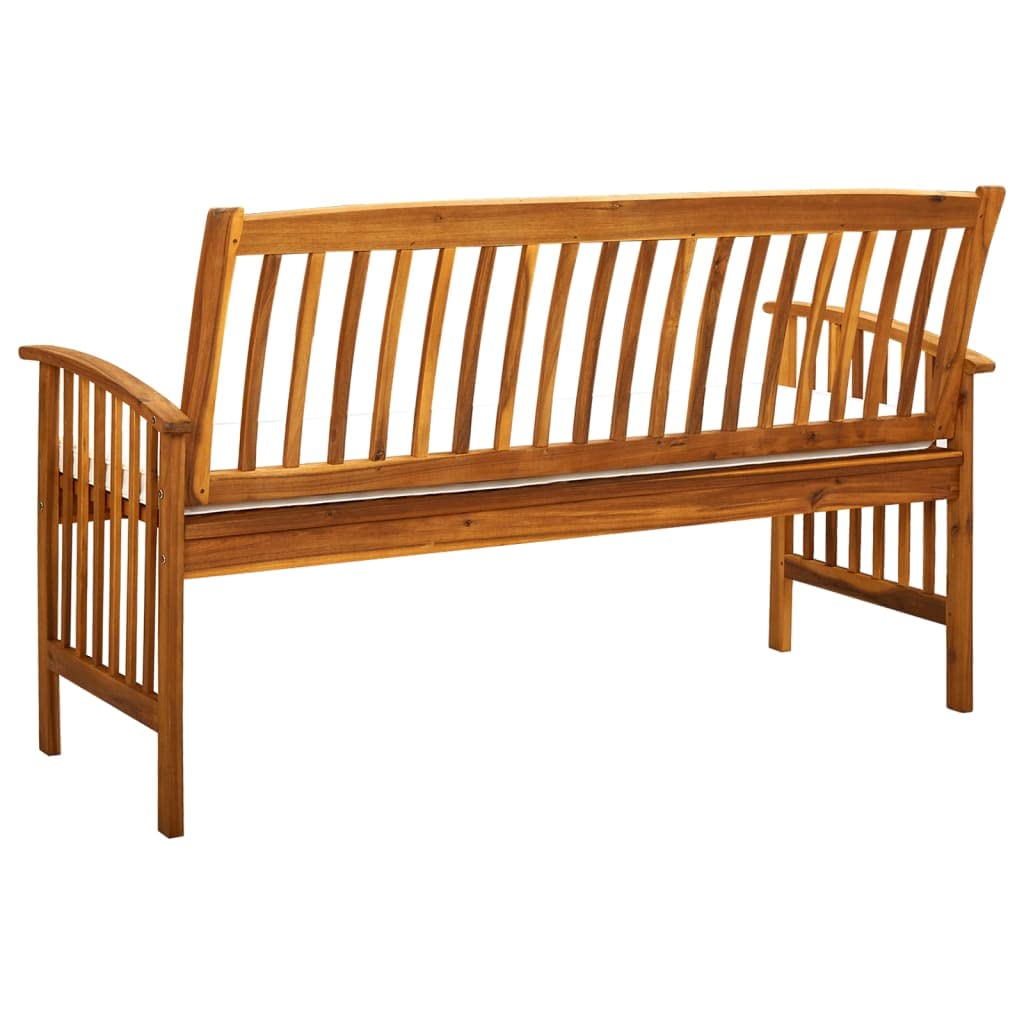 vidaXL Outdoor Patio Bench with Cushion - Acacia Wood Garden Park Bench for Backyard, Deck, Lawn & Front Porch - Farmhouse Style Solid Wood Furniture - Perfect for Outdoor Relaxation, Garden Seating and Patio Decor