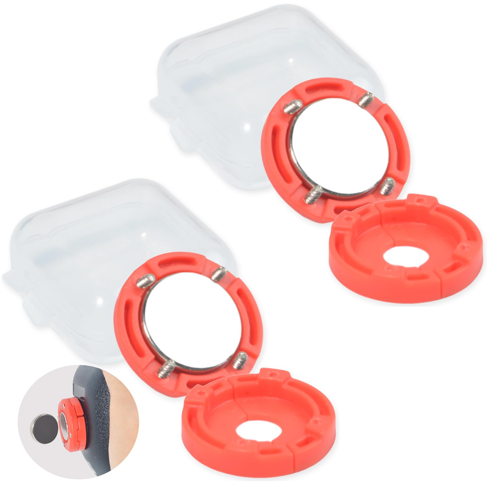 Magnetic Microphone Holder for CB/VHF/UHF Two-Way Radios - Compatible with Mobile Radio Microphones & Speakers - 2 Pack (Red) - Perfect for Truckers, Security Guards & Outdoor Communication