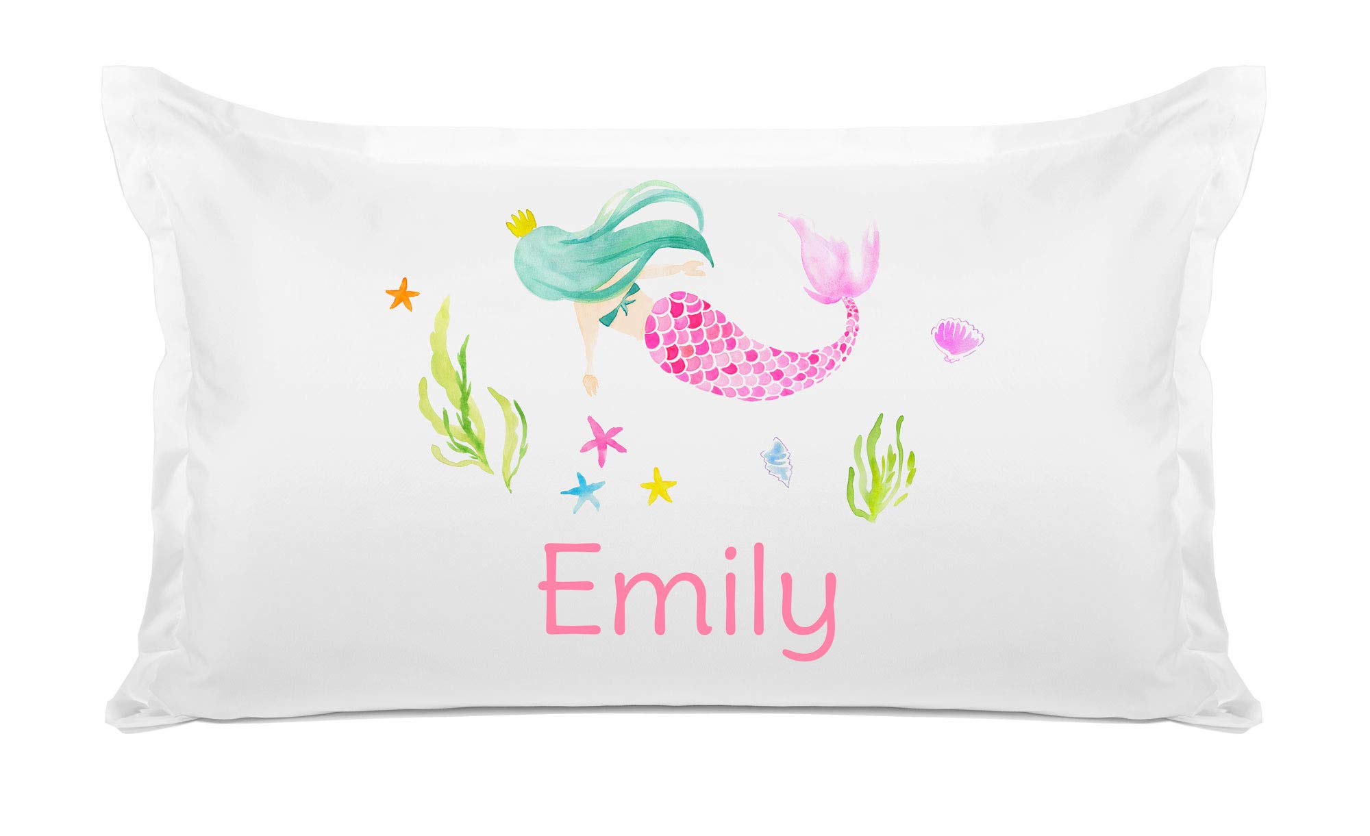Personalized Mermaid Pillowcase for Kids - Custom Name, Hypoallergenic & Breathable Fabric - Anti-Wrinkle White Queen Size (20x30) - Perfect for Bedrooms, Sleepovers & Birthday Gifts