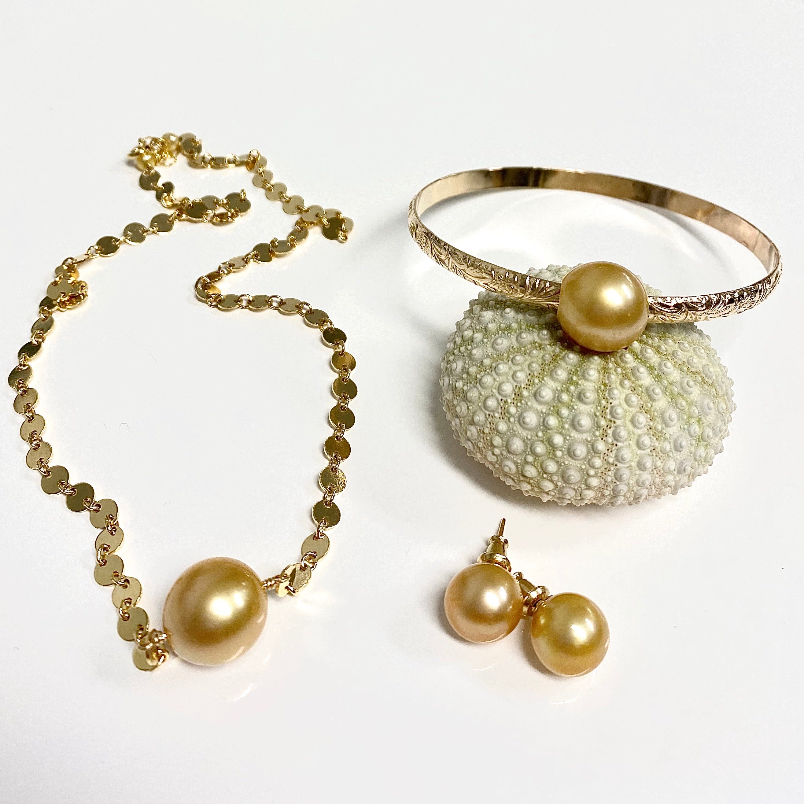 Golden South Sea Pearl Necklace FAE (N334) - Elegant Jewelry for Weddings, Parties & Special Occasions