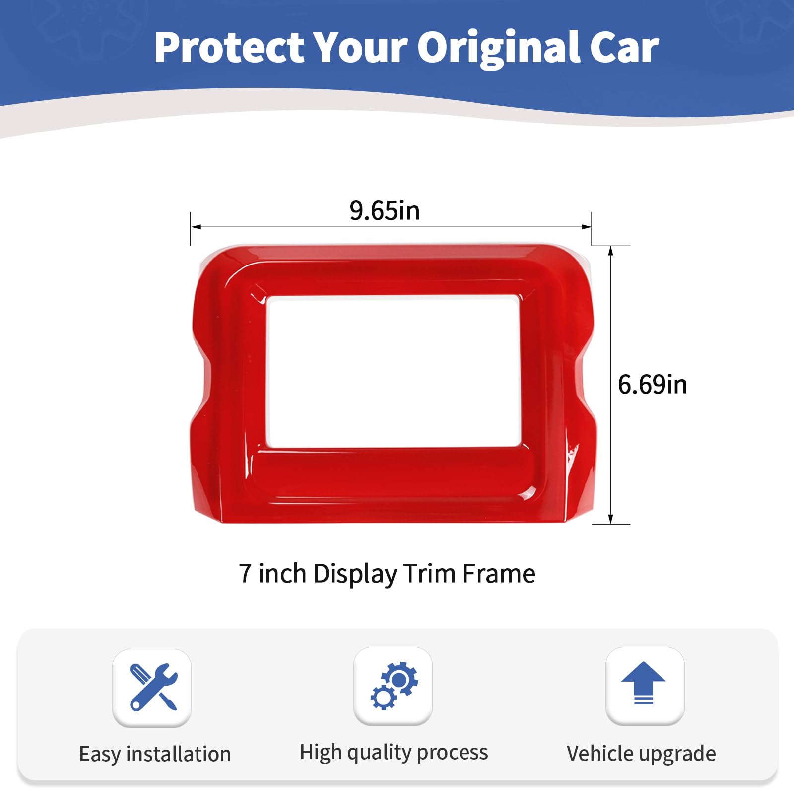 Jeep Wrangler JL JLU & Gladiator JT Center Console Radio Display Panel Trim Cover (2018-2023) - 7 Inch Red Interior Accessories | RT-TCZ Upgrade | Perfect for Off-Roading & Daily Driving