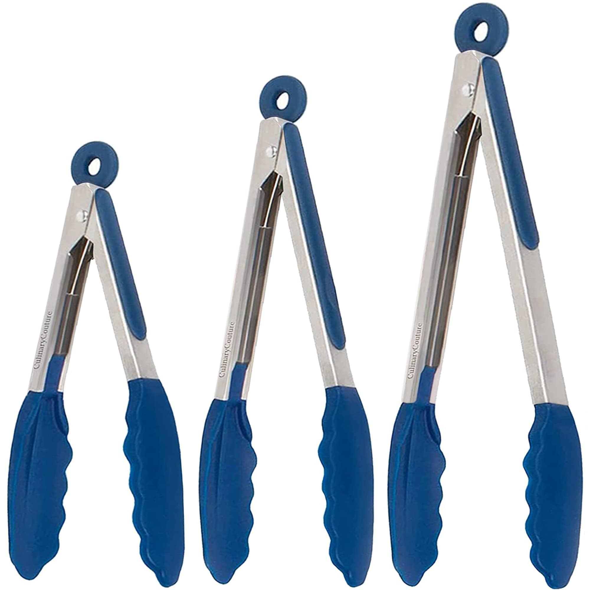 Premium Silicone Kitchen Tongs Set - 3 Heat-Resistant Cooking Tongs (7