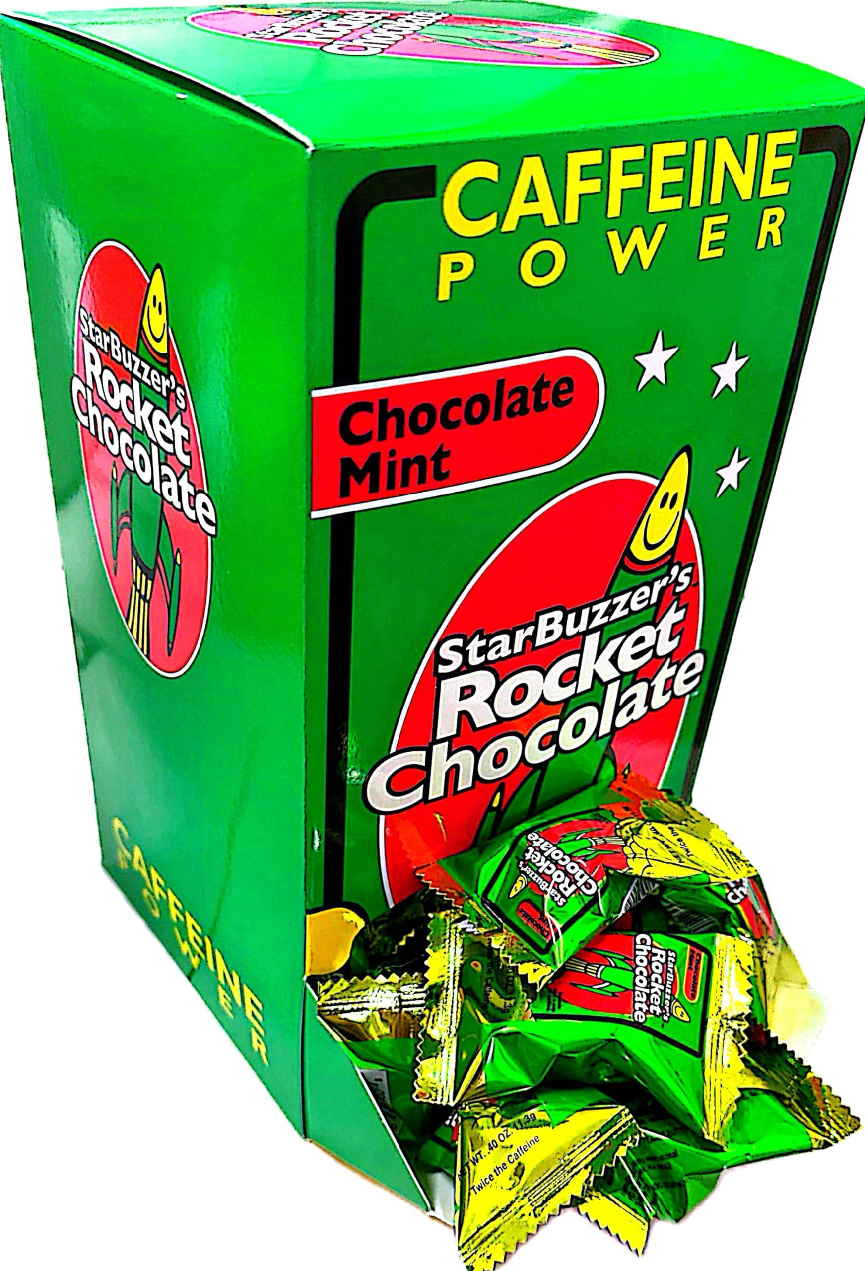 Rocket Chocolate Milk Chocolate Mint Flavored Caffeinated Chocolate Truffles 100 Count - Energy Boosting Snacks for Workouts, Office & Late Night Study Sessions