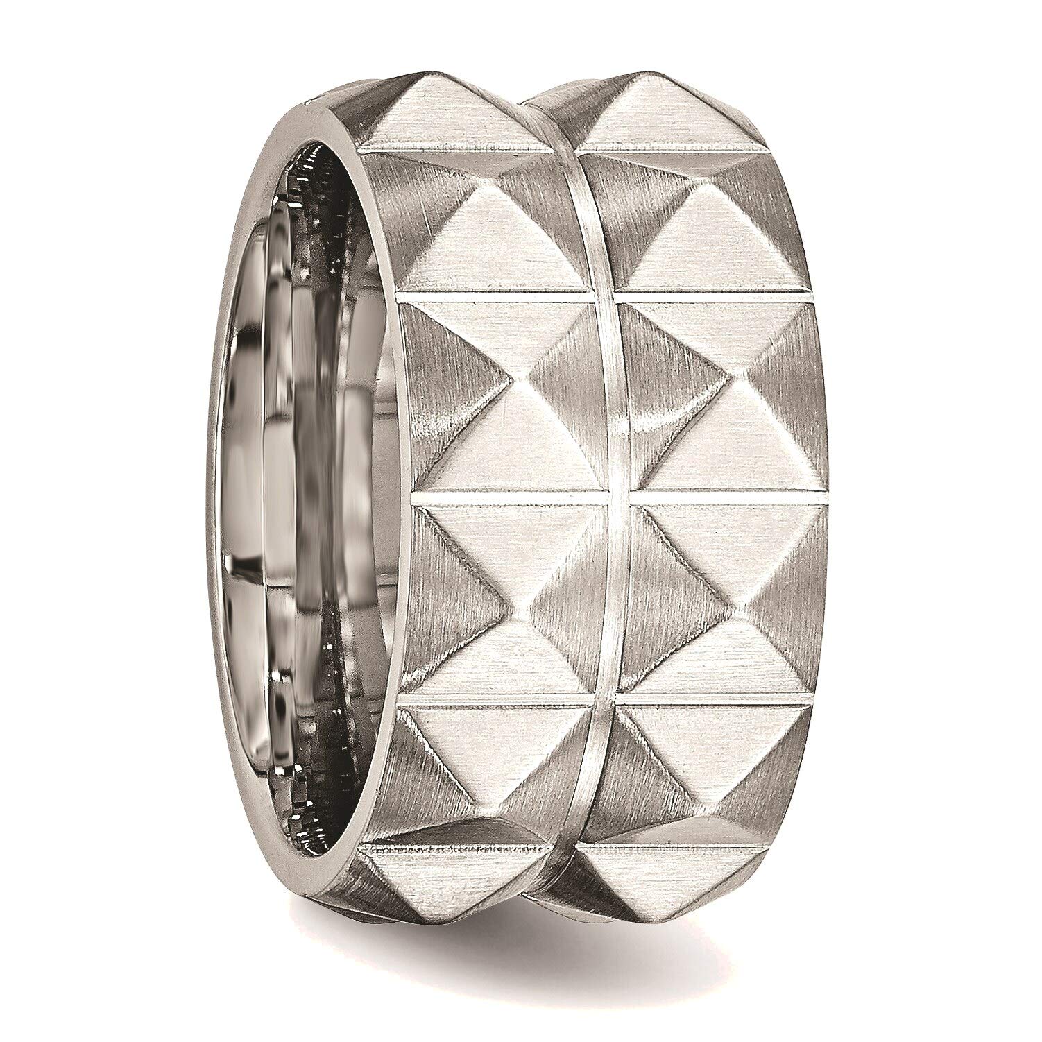 Bonyak Stainless Steel Brushed Grooved 12mm Wedding Band Ring - Size 9 for Men & Women - Durable Comfort Fit Jewelry for Everyday Wear, Anniversary Gifts & Special Occasions