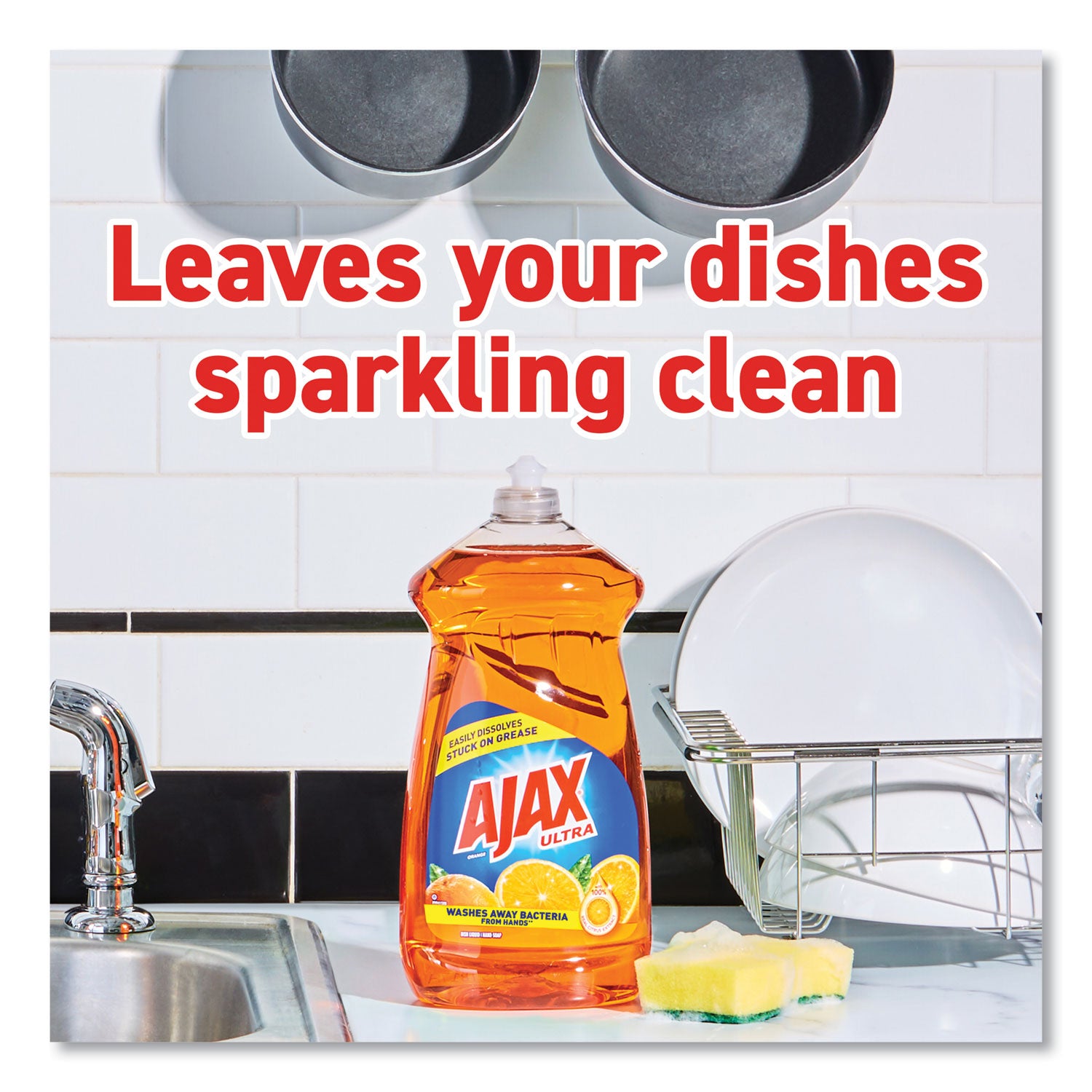 Ajax® Orange Scent Dishwashing Liquid Detergent - 90 oz Bottle (4-Pack) - Powerful Grease Cutting Formula for Kitchen, Dishes & Pots