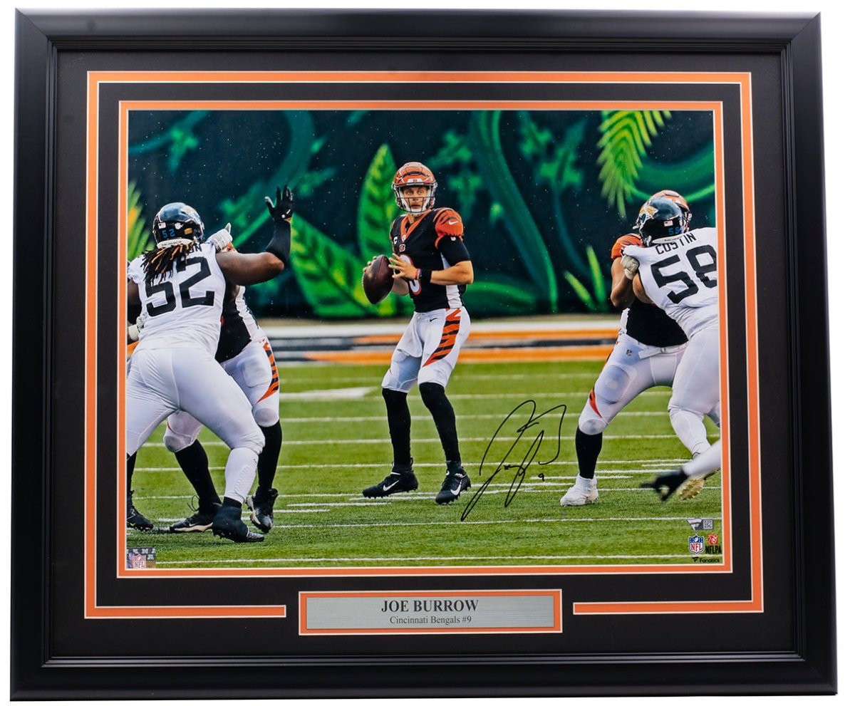 Joe Burrow Autographed Framed 16x20 Cincinnati Bengals Photo - Officially Licensed NFL Memorabilia for Sports Fans & Collectors - Perfect for Man Cave, Game Room, or Office Decor