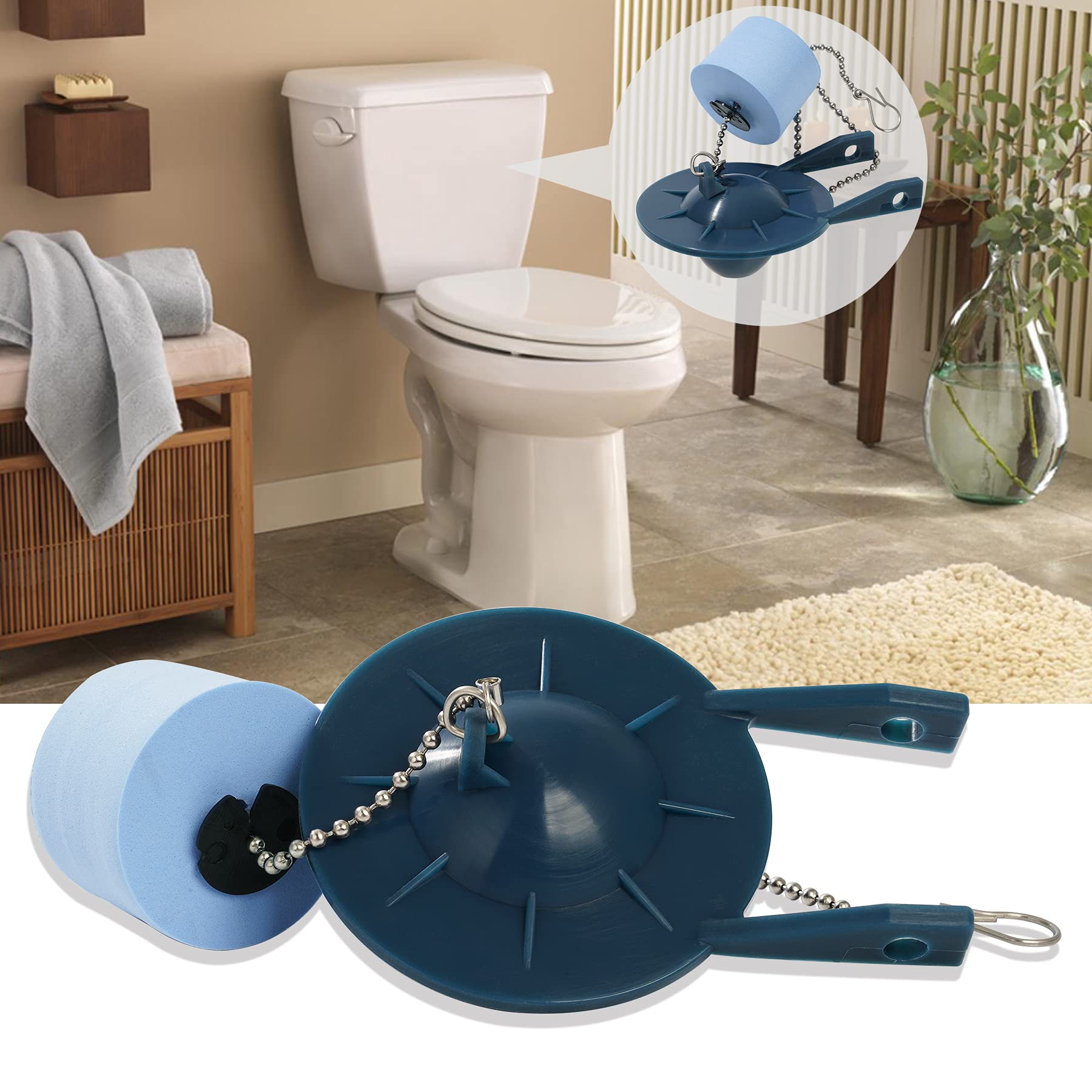 Hibbent 2-Pack 2 Inch Toilet Flapper Replacement - Compatible with Kohler Toilet Tank Flappers with Float - Universal Fit for 2-Piece Toilets - Blue Color - Perfect for Bathroom Repairs & Water Conservation