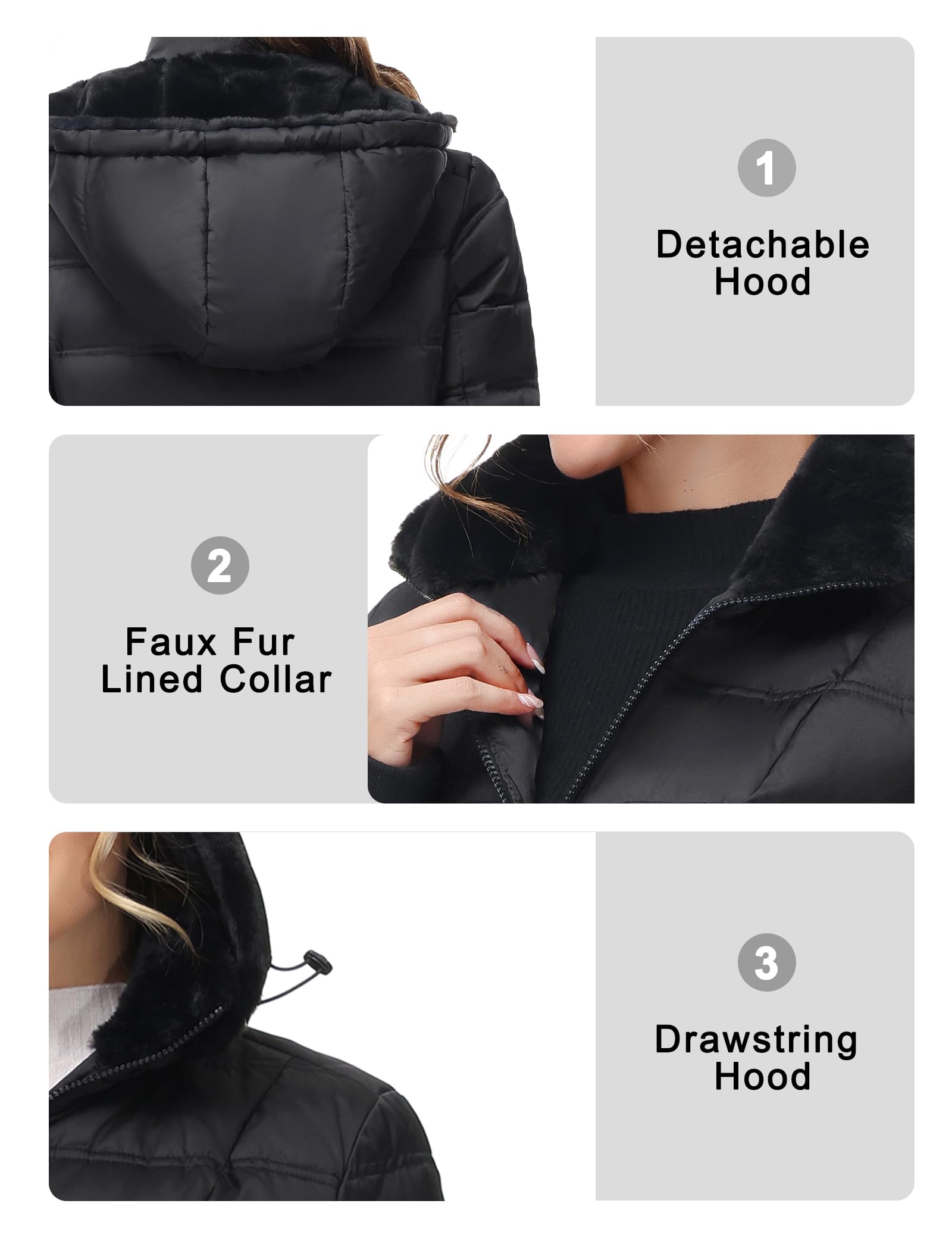 ANOTHER CHOICE Women's Winter Down Puffer Jacket with Hood - Warm Insulated Coat for Cold Weather, Outdoor Activities & Daily Wear