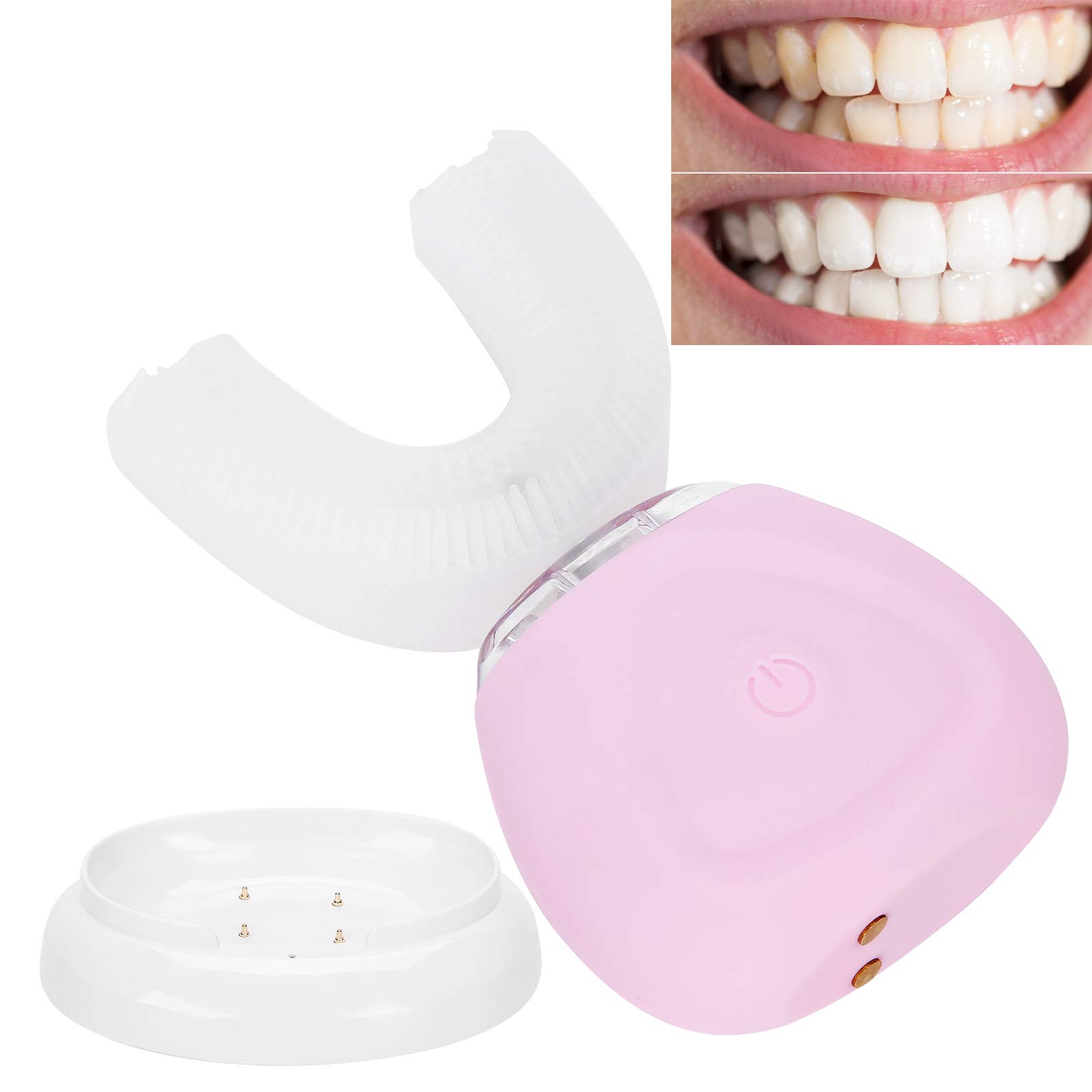 U-Shaped Electric Toothbrush for Adults & Kids - 360° Automatic Ultrasonic Toothbrush with Free Hand (Pink) | Perfect for Travel, Home & Daily Oral Care