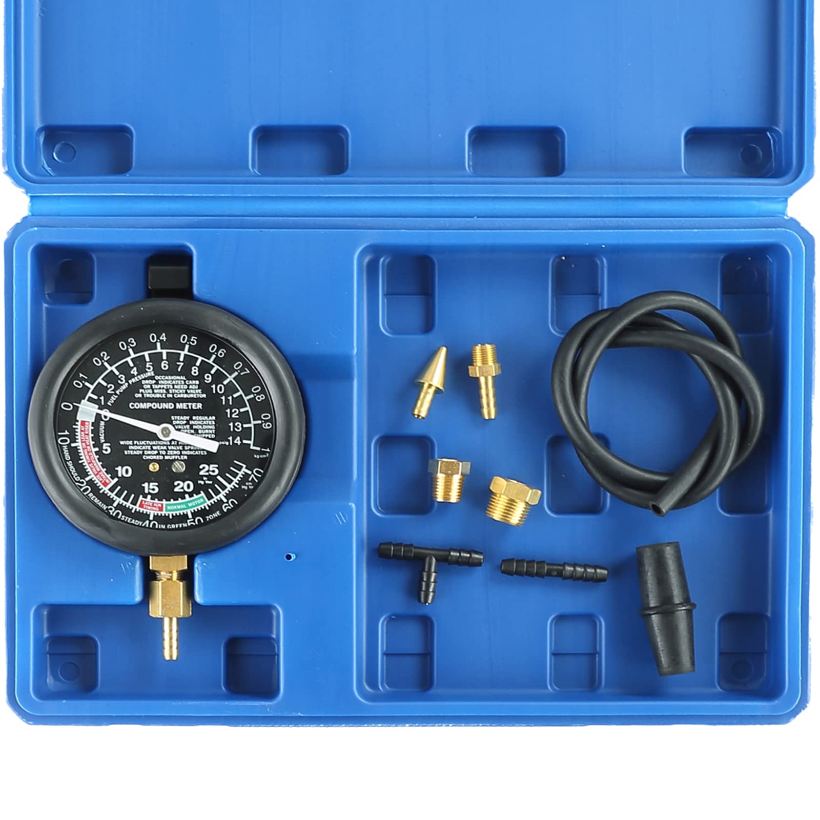 ATPEAM Vacuum and Fuel Pump Tester Gauge Kit - Professional Fuel Pump Pressure & Carburetor Intake Manifold Vacuum Testing Tool for Automotive Diagnostics | Perfect for Mechanics & DIY Car Repair