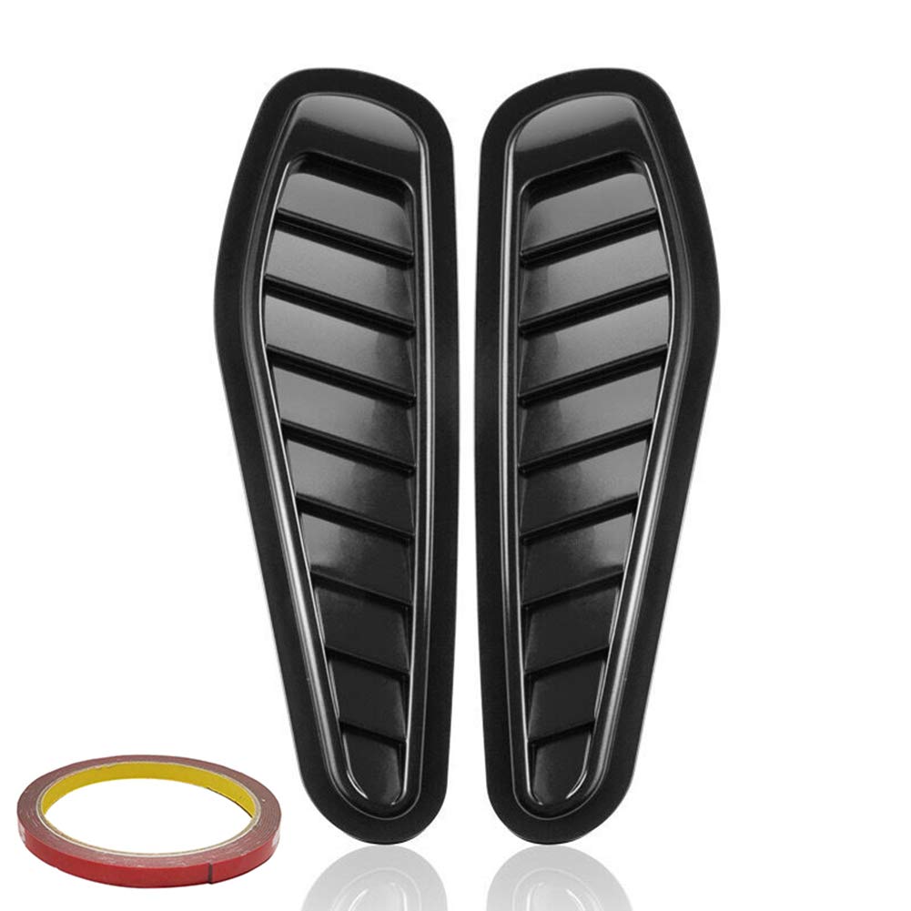 2 Pieces Universal Car Intake Scoop Turbo Bonnet Vent Cover - Black Air Flow Intake Decorative Hood Scoop for All Cars & SUVs | Enhances Engine Cooling & Adds Sporty Style to Your Vehicle