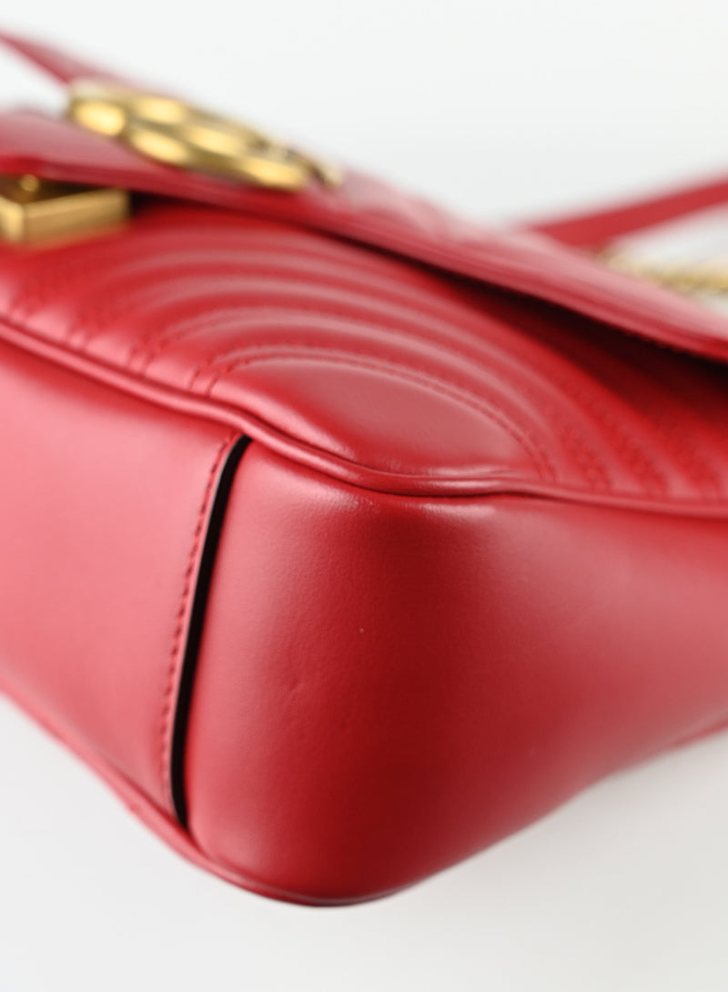 Gucci Marmont Small Leather Shoulder Bag in Red - Elegant Crossbody Purse for Women, Perfect for Date Night & Evening Events