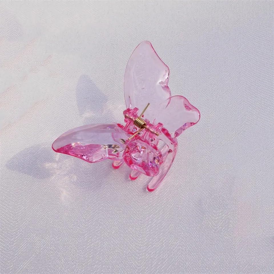 Butterfly Hair Clips for Women & Girls - Transparent Small Claw Clips, Pack of 6 Multicolor Hair Accessories for Festival, Party, Wedding & Daily Use