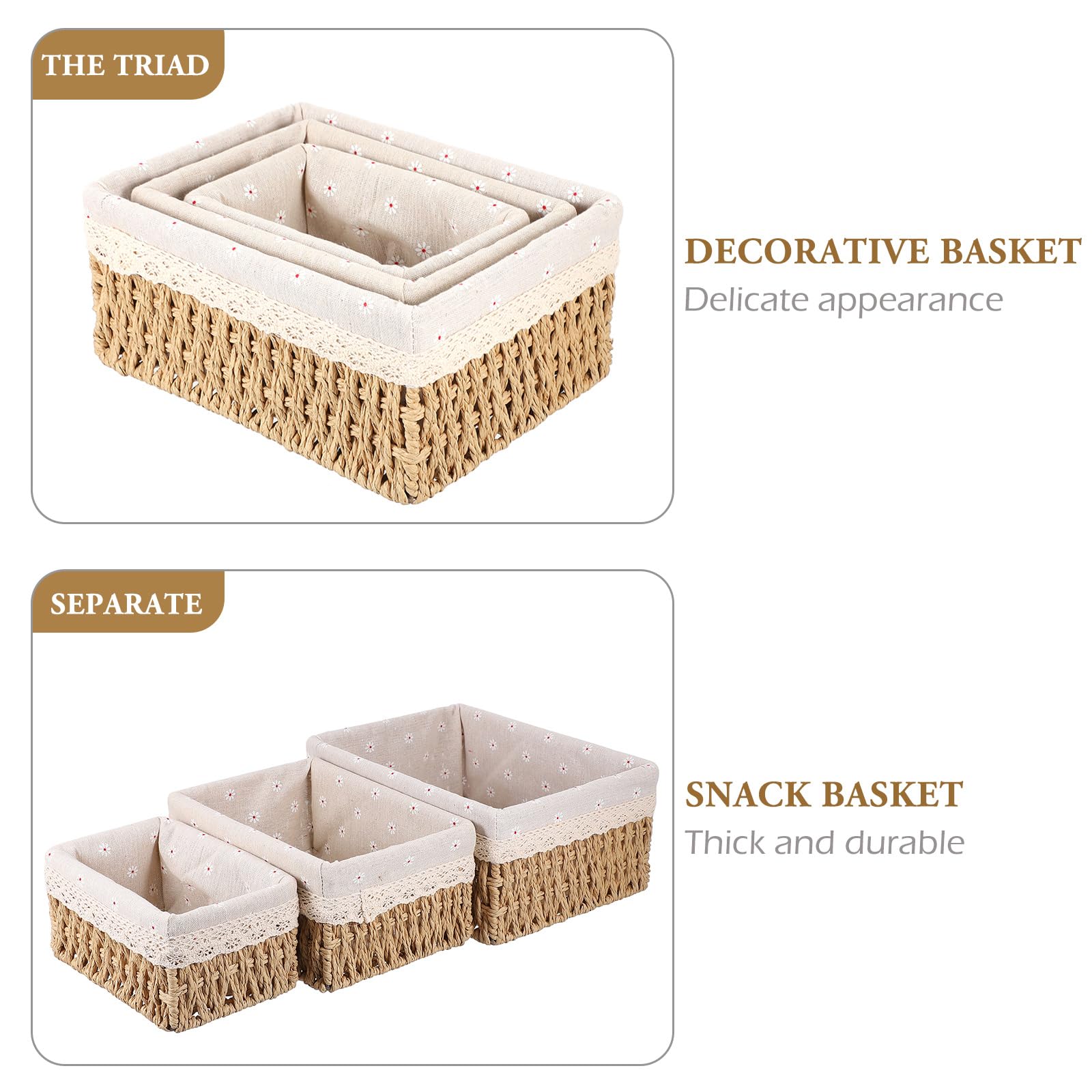 Stylish Wicker Storage Basket with Liner - Braided Rectangular Rattan Container Bin for Bread, Blankets & Home Organization | Perfect for Living Room, Bedroom & Kitchen Storage (Beige)