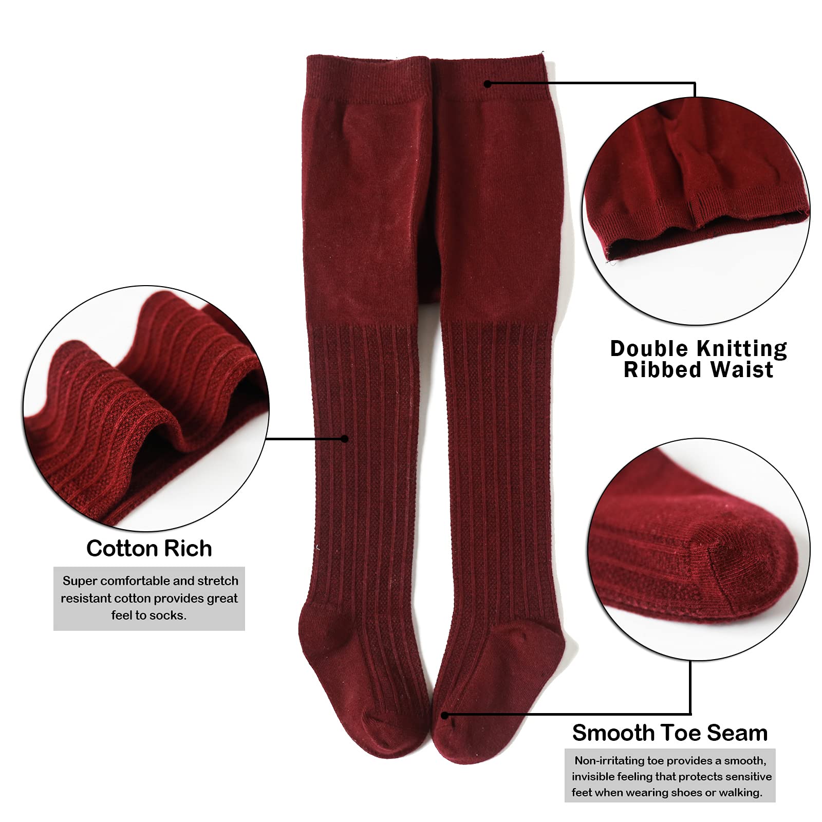 EPEIUS Baby Girls Tights - Soft Cable Knit Cotton Leggings & Stockings for Newborns, Infants & Toddlers (3/6 Pack) - Perfect for Playtime, Daycare & Winter Outfits