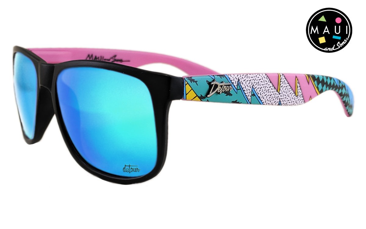 Thrasher Maui and Sons Limited Edition Electric Blue Lens Polarized Sunglasses - Premium Surf & Skate Style for Beach, Driving & Outdoor Adventures