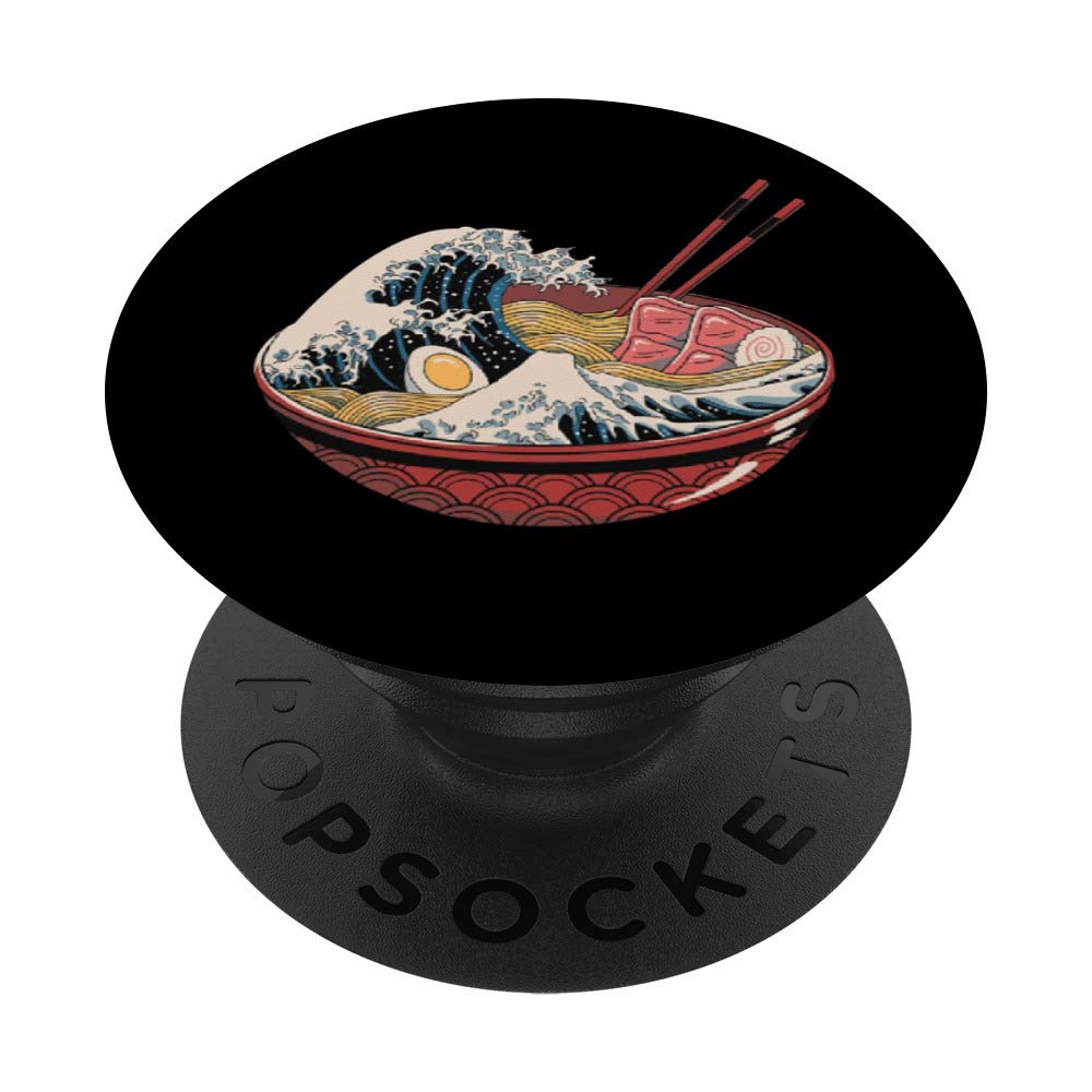 Great Wave Ramen Kanagawa Japanese Anime Otaku PopSockets PopGrip - Swappable Phone Grip for iPhone, Samsung & Tablets | Anime Lover Gift, Kawaii Accessory | Perfect for Gaming, Commuting & Pop Culture Fans