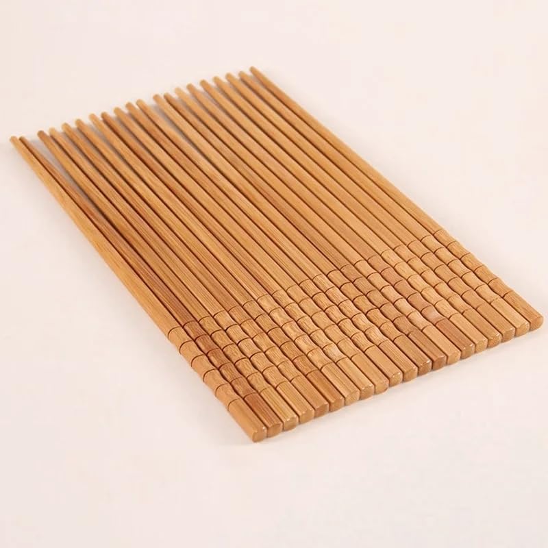 Natural Bamboo Chopsticks 10 Pairs - Chinese/Japanese/Korean Style Reusable for Sushi & Asian Cuisine