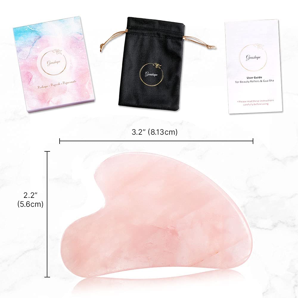 Premium Gua Sha Facial Tools Set - Stainless Steel (Rose Gold) & Rose Quartz Stone for Skin Care, Lymphatic Drainage & Anti-Aging - Perfect for Home Spa, Self-Care Routine & Gift Giving
