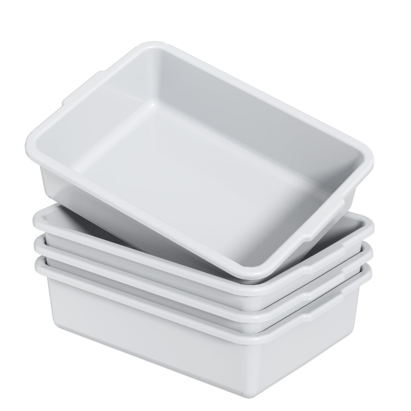 13L Commercial Bus Box & Utility Dish Wash Basin Tub - 4 Pack Set for Restaurants, Food Trucks, and Catering Services