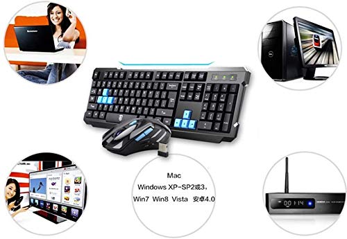UniFire V60 Waterproof 2.4G Wireless Gaming Keyboard and Mouse Combo with DPI Control - Ergonomic Design for PC, Laptop, Desktop - Perfect for Gaming, Office Work, and Home Use (Black)