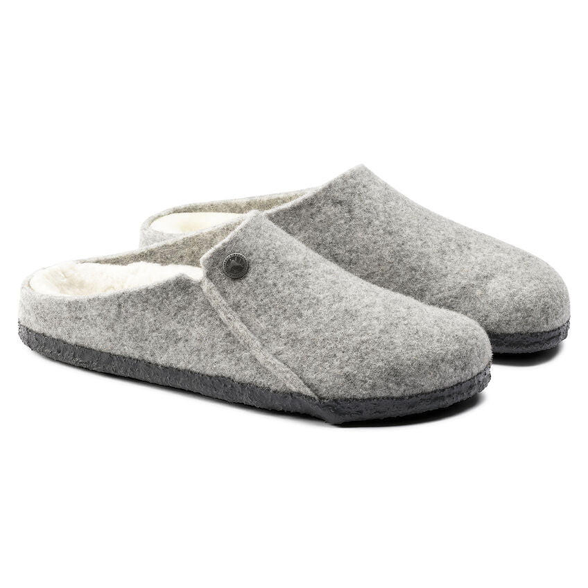 Birkenstock Zermatt Wool Felt Slippers - Light Gray Indoor/Outdoor Comfort House Shoes for Men & Women | Cozy Home, Office & Travel Footwear