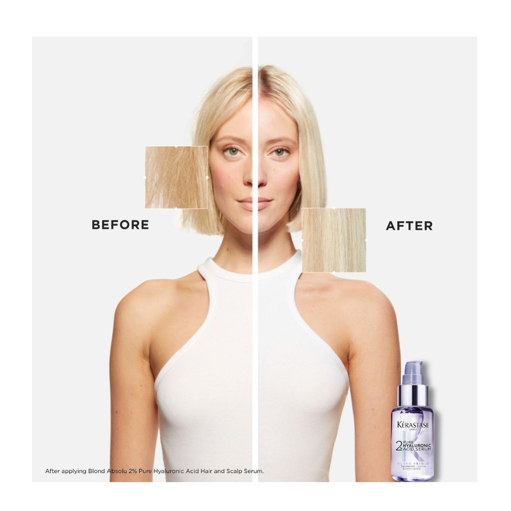 Kerastase Blond Absolu 2% Pure Hyaluronic Acid Scalp Serum for Blonde Hair - Hydrating & Repairing Treatment for Dry, Damaged Scalp - Perfect for Color-Treated & Bleached Hair Care Routine
