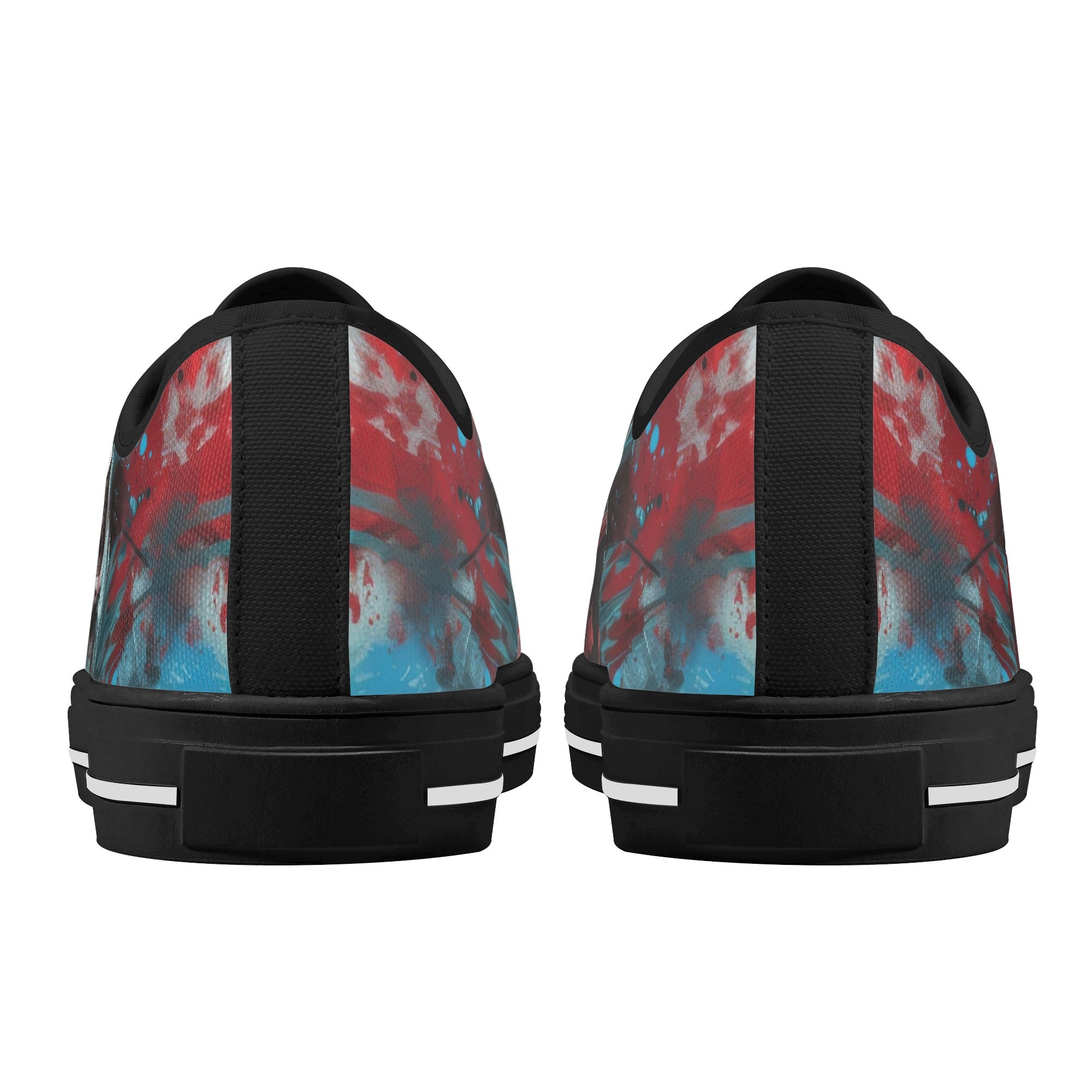 Men's Paint Splatter Skull Print Low Top Canvas Sneakers - Comfortable Rubber Sole Casual Shoes for Streetwear & Urban Fashion