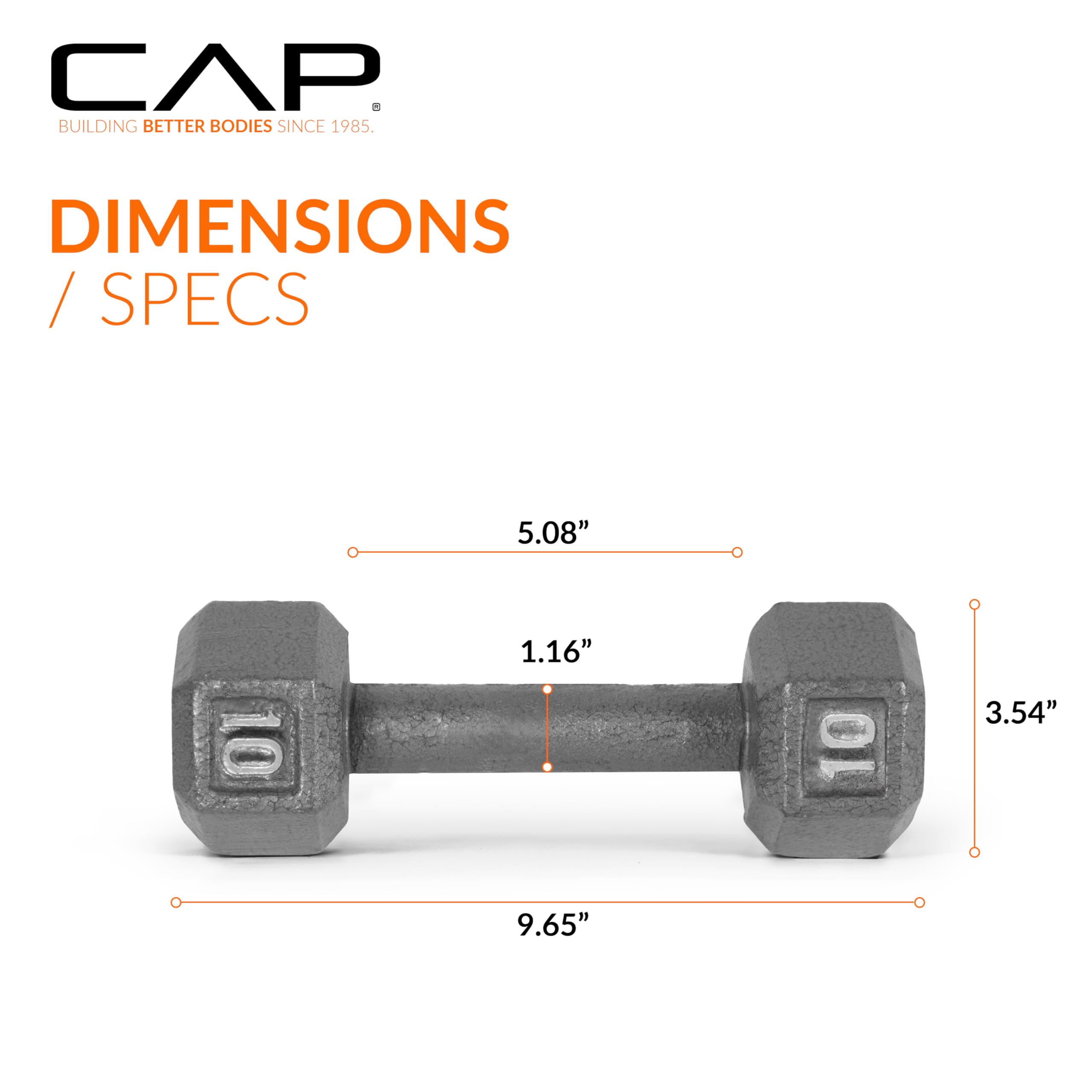 CAP Barbell Cast Iron Hex Dumbbell Set - 5-50 lbs Weight Options for Home Gym, Strength Training & Workouts | Durable Non-Slip Grip for Men & Women | Perfect for Weightlifting, CrossFit & Fitness Routines