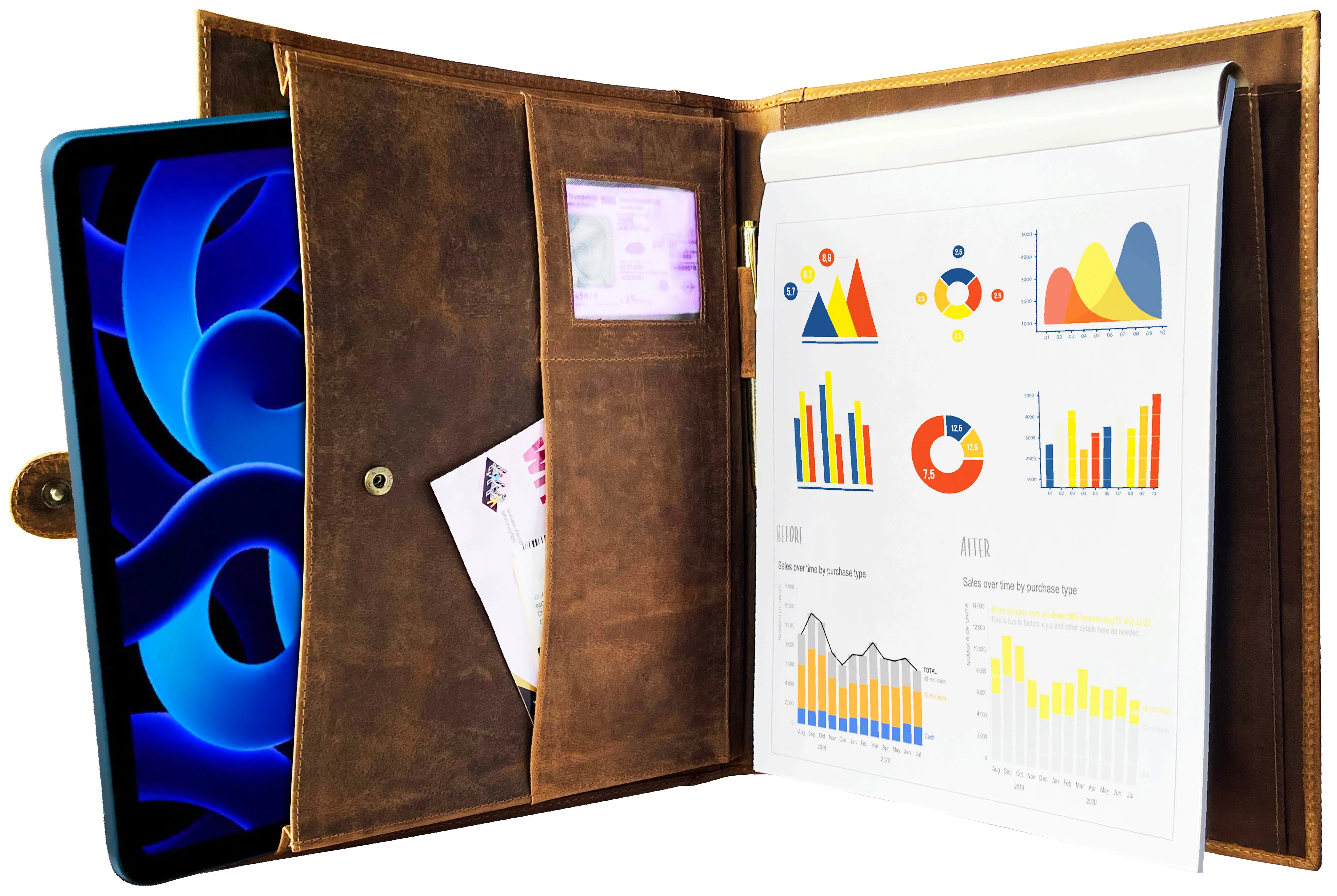 Premium Handmade Leather Business Portfolio - Hunter Style for Professionals | Perfect for Meetings, Presentations & Executive Gifts