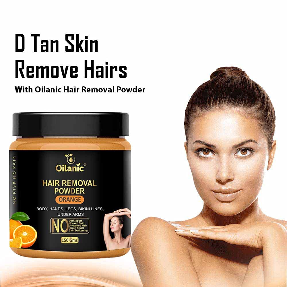 Oilanic Orange Hair Removal Powder 150g - Natural & Gentle Depilatory for Smooth Skin - Perfect for Legs, Arms, Bikini Line & Facial Hair Removal