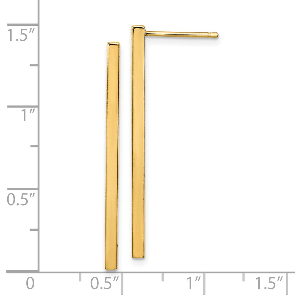 14K Gold Polished Post Dangle Bar Earrings - LE1822 | Elegant Drop Earrings for Women, Perfect for Parties, Weddings & Everyday Wear